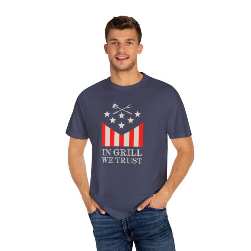 US Flag  Funny Grilling T-shirt - "In Grill we Trust"  - Unisex T-shirt Premium Cotton - All Sizes - Image 7