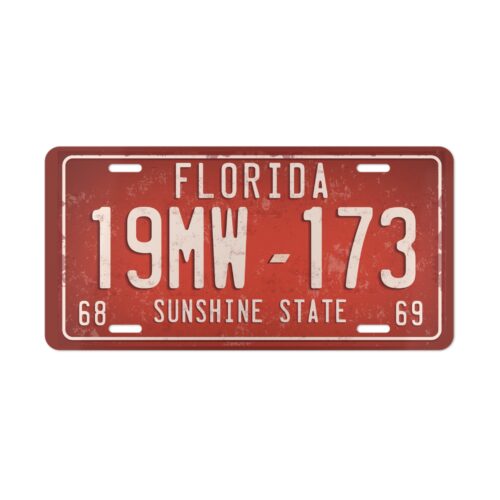 Custom Florida Vintage Car License Plate – Red Vanity Tag – Personalized Metal Plate  – 12" × 6" for Front of Car or Garage