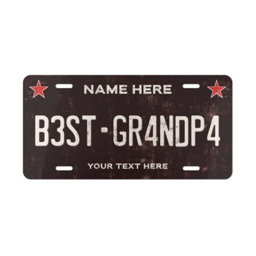 Grandfather Custom Plate Car License - Grandpa Garage Personalized Gift Vanity Tag with two Editable Text Areas