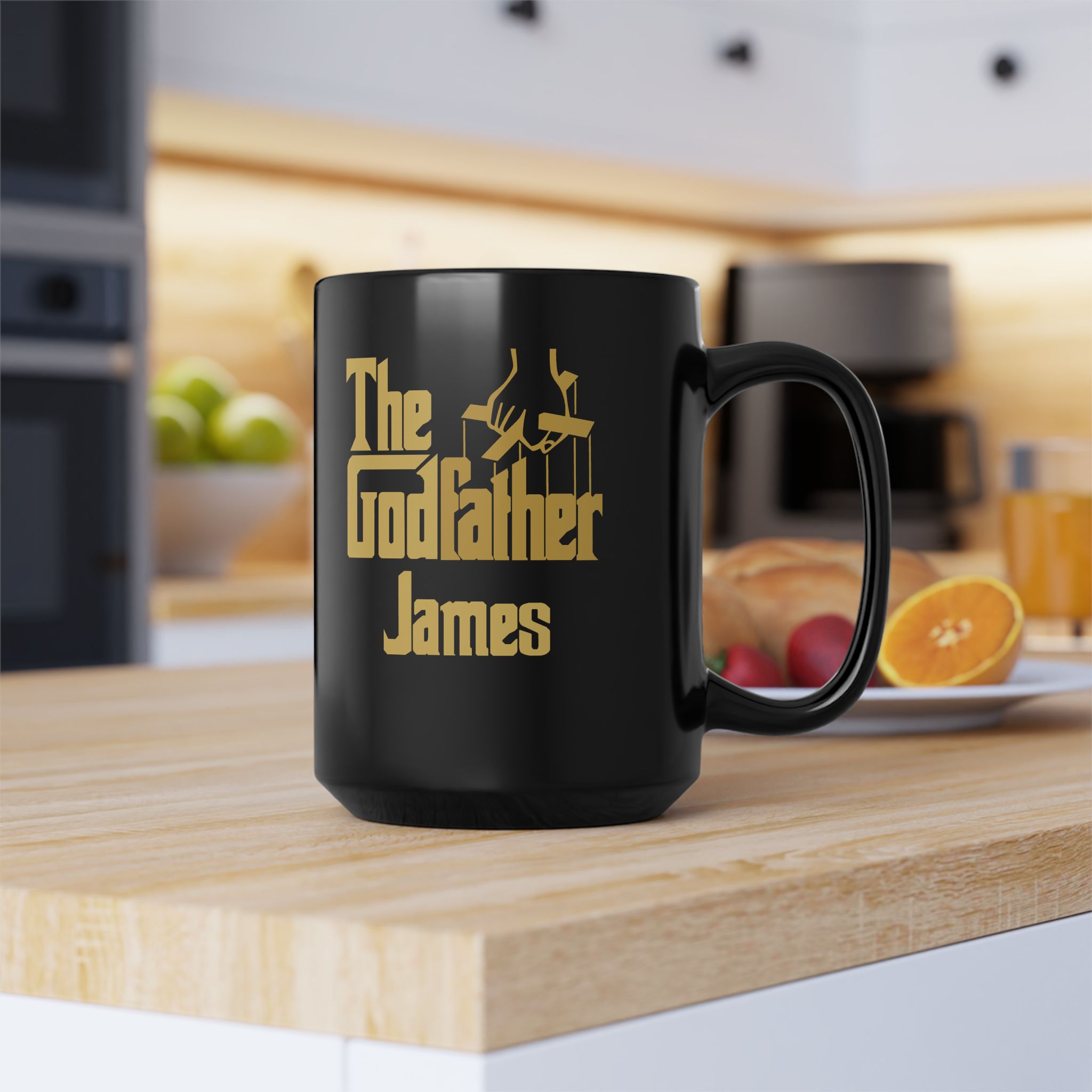 The Godfather Mug & Custom Name - Black Coffee Cup 11oz, 15oz The Godfather Mug & Custom Name - Black Coffee Cup 11oz, 15oz - Image 3