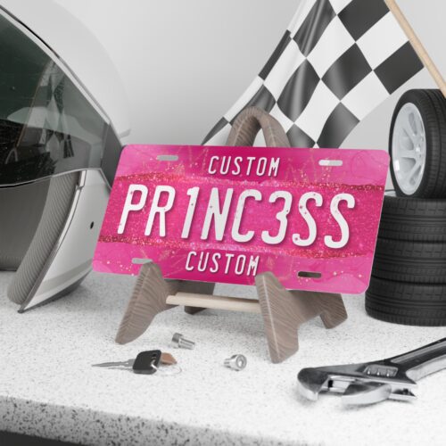 Pink Custom Vanity Plate with your Text - 3 Customizable Areas - Personalized Car License - 100% aluminum 12x6 in. - Image 3