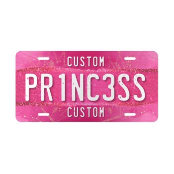 Vanity Plates Pink Custom Vanity Plate with your Text - 3 Customizable Areas - Personalized Car License - 100% aluminum 12x6 in.
