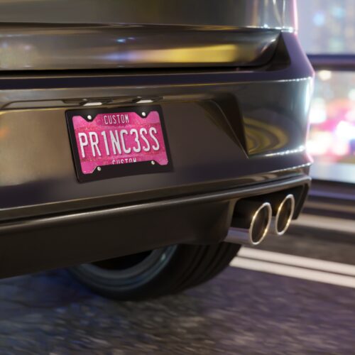 Pink Custom Vanity Plate with your Text - 3 Customizable Areas - Personalized Car License - 100% aluminum 12x6 in. - Image 2