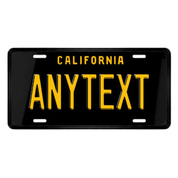 California Black Custom License Plate - Retro Style Vanity Tag - Front of Car, Bike or Deco –  Vintage Metal Sign - Two Sizes