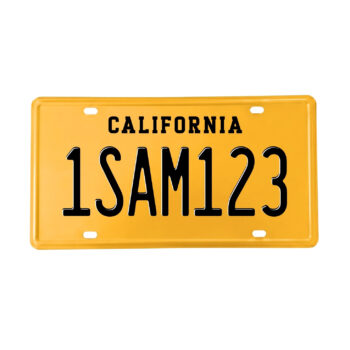 California Custom Yellow Vanity Plate - Front of Car License or Bike - Vintage Style Personalized Metal Sign - 2 sizes