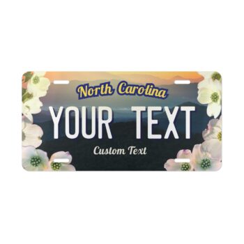 North Carolina Vanity Plate -  Add your Text  – Personalized Metal Sign for Front of Car or Deco  – 12" × 6"