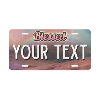 Vanity Plates Blessed Vanity Plate & Custom Text - Personalized Metal License Sign for Car or Deco - 12x6"