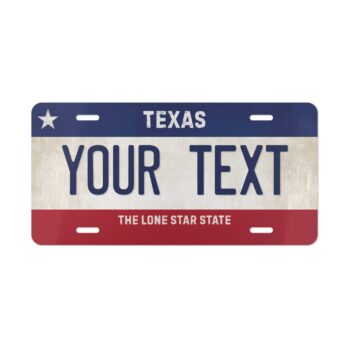Texas Flag Vanity Plate - Metal Car License  – Personalized Tag for Deco or Vehicles  12x6"