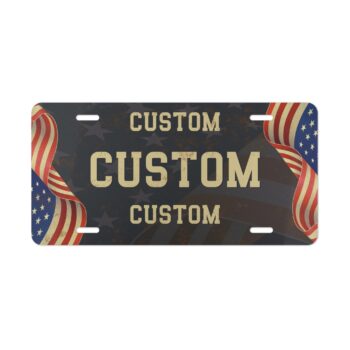 USA Flag Vanity Plate - Custom  Vintage License  Car or Deco - Personalized Metal Sign - 12x6"