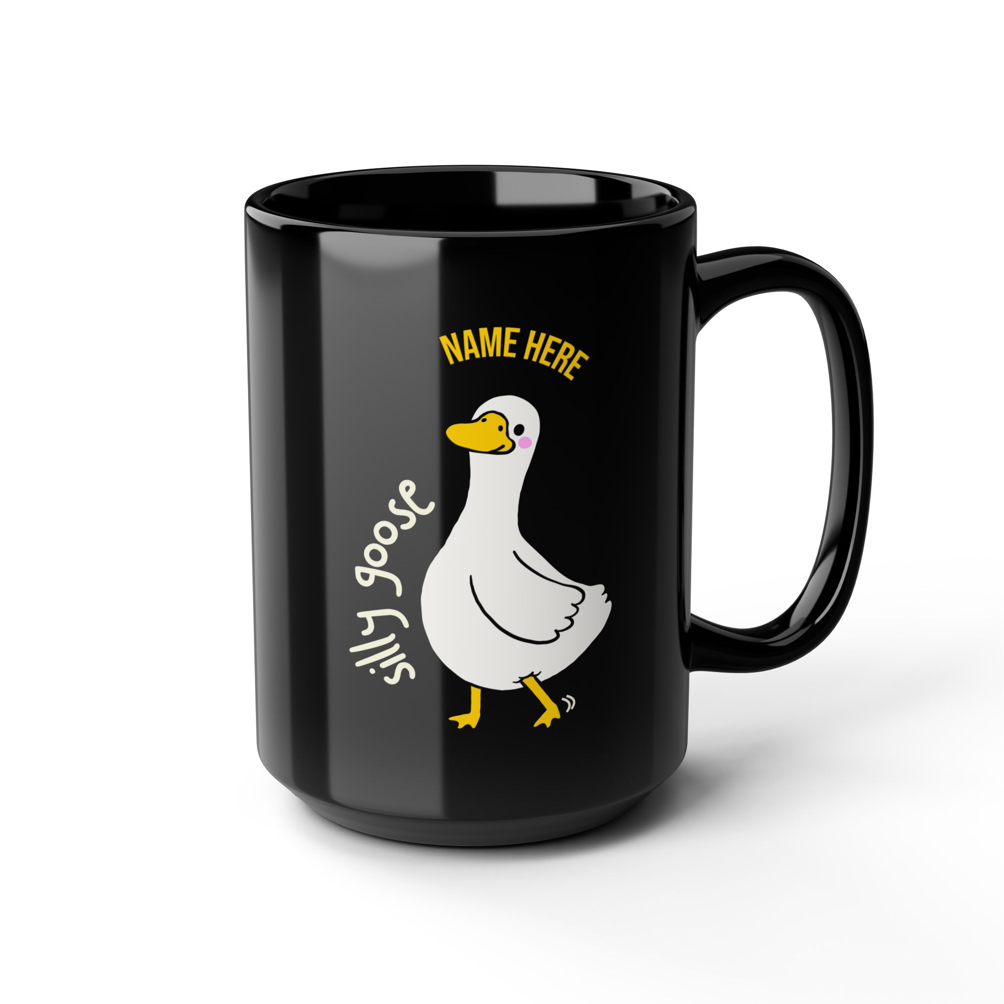 Silly Goose On The Loose - Custom Name / Personalized Funny Coffee Cup Black - double sided /11, 15oz Silly Goose On The Loose - Custom Name / Personalized Funny Coffee Cup Black - double sided /11, 15oz - Image 3