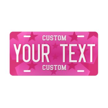 Girly License Plate - Custom Text - Pink Stars Vanity for front of Car - Fully Customizable 12x6