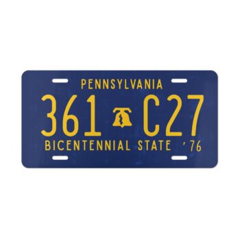 Pennsylvania License Vintage Blue - Custom Text - Inspired Bicentennial '76 Vanity Plate Vehicle Front of Car - Standard Size 12x6