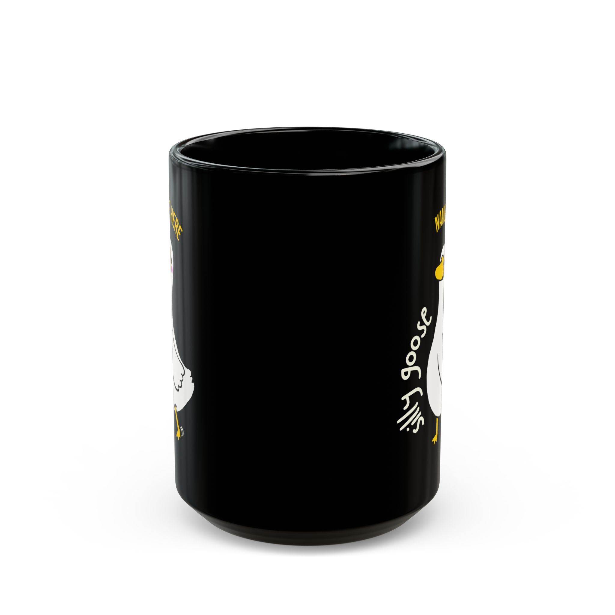 Silly Goose On The Loose - Custom Name / Personalized Funny Coffee Cup Black - double sided /11, 15oz Silly Goose On The Loose - Custom Name / Personalized Funny Coffee Cup Black - double sided /11, 15oz - Image 4