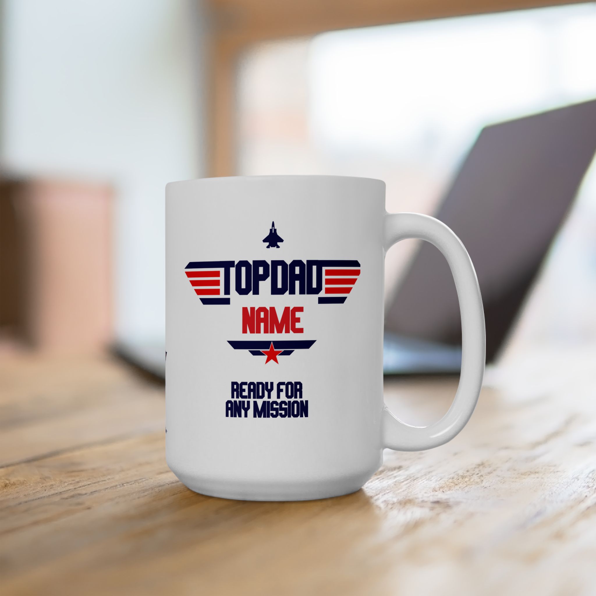 TOP DAD Mug & Custom Name - Personalized Father's Day Coffee Mug, 11/15oz TOP DAD Mug & Custom Name - Personalized Father's Day Coffee Mug, 11/15oz - Image 3
