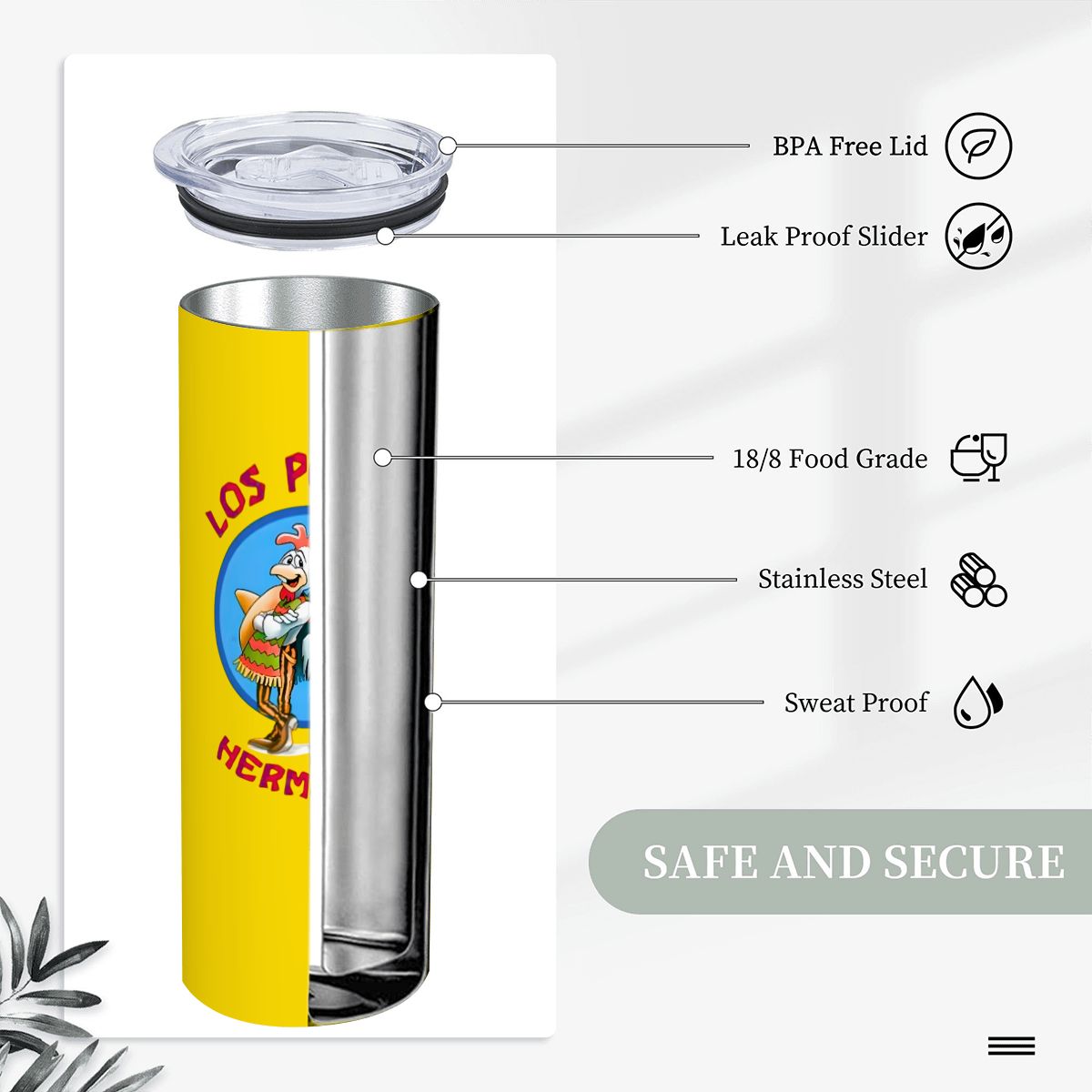 Los Pollos Hermanos Tumbler Custom Add your personalized back text - 20oz Cup Los Pollos Hermanos Tumbler Custom Add your personalized back text - 20oz Cup - Image 4