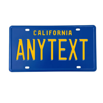 California Custom License Plate Blue & Yellow Vintage Vanity Tag - Front of Car, Bike  or Deco Display 12x6