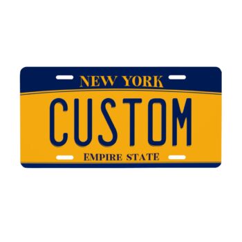 New York Custom License Plate - Vehicle Vanity Tag - Front of Car or, Bike, Display - Customizable Text Deco Metal Tag 12x6