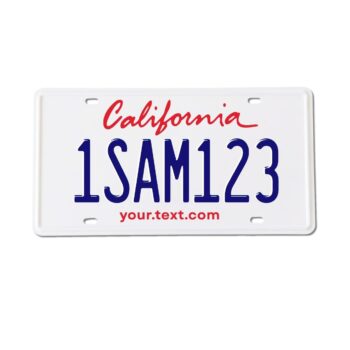 California Custom License Plate - Front of Car, Bike or Decor - 2 sizes