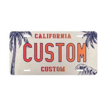 Beach Custom Vanity Plate - Surf Car License, Bike or Deco Personalized Metal Sign - Two Sizes