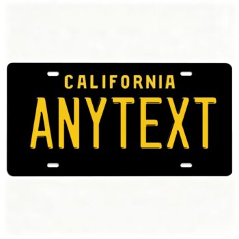California Custom License Plate - Add your Text -  Black & Yellow  Retro Style - 6x12 in
